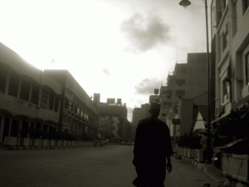 On the street.....Lone walk, Lagos